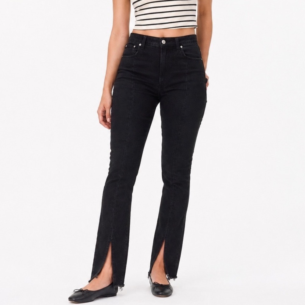 Abercrombie Curve Love High Rise Skinny‎ Split Hem Jeans 28 Dark Wash Black 6R